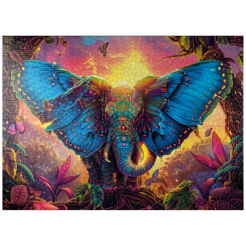 puzzleplate The fantastic elephant butterfly - fantasy animal in a colorful jungle 1000 Jigsaw Puzzle