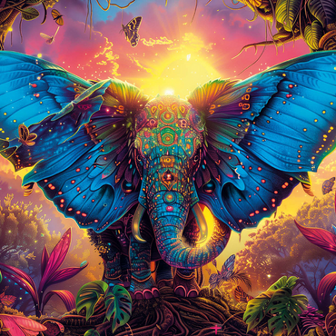 The fantastic elephant butterfly - fantasy animal in a colorful jungle 1000 Jigsaw Puzzle 3D Modell