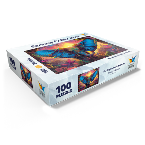 The fantastic elephant butterfly - fantasy animal in a colorful jungle 100 Jigsaw Puzzle box view1