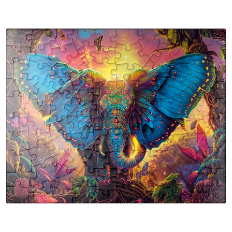 puzzleplate The fantastic elephant butterfly - fantasy animal in a colorful jungle 100 Jigsaw Puzzle