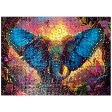 puzzleplate The fantastic elephant butterfly - fantasy animal in a colorful jungle 500 Jigsaw Puzzle