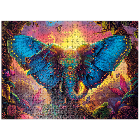 puzzleplate The fantastic elephant butterfly - fantasy animal in a colorful jungle 500 Jigsaw Puzzle