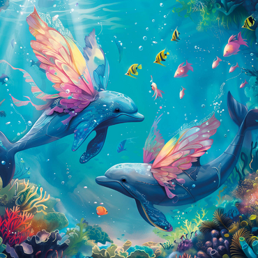 Dolphin butterflies on the coral reef - fantasy animals in the underwater world 1000 Jigsaw Puzzle 3D Modell