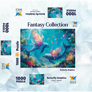 Dolphin butterflies on the coral reef - fantasy animals in the underwater world 1000 Jigsaw Puzzle box 3D Modell