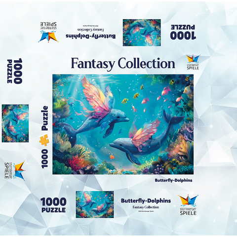 Dolphin butterflies on the coral reef - fantasy animals in the underwater world 1000 Jigsaw Puzzle box 3D Modell