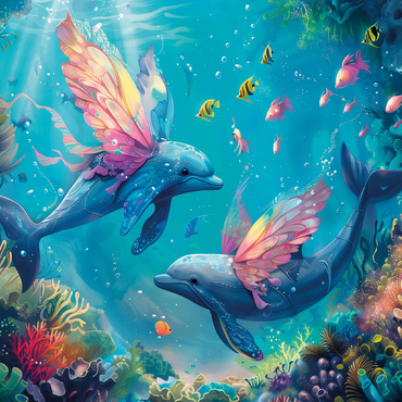 Dolphin butterflies on the coral reef - fantasy animals in the underwater world 100 Jigsaw Puzzle 3D Modell