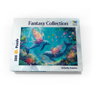 Dolphin butterflies on the coral reef - fantasy animals in the underwater world 500 Jigsaw Puzzle box view3