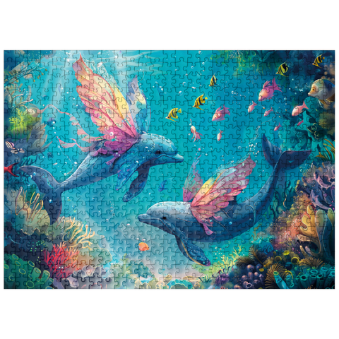 puzzleplate Dolphin butterflies on the coral reef - fantasy animals in the underwater world 500 Jigsaw Puzzle