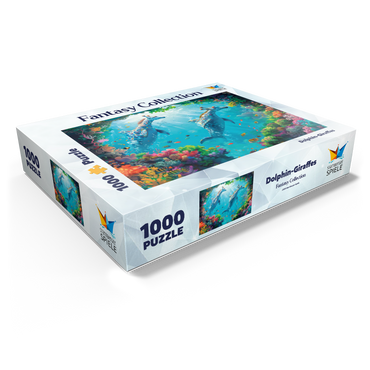 Dolphin giraffes on the coral reef - fantasy animals in the underwater world 1000 Jigsaw Puzzle box view1