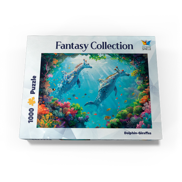 Dolphin giraffes on the coral reef - fantasy animals in the underwater world 1000 Jigsaw Puzzle box view3