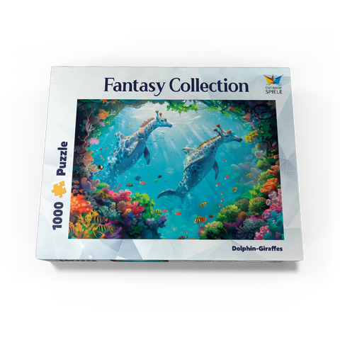 Dolphin giraffes on the coral reef - fantasy animals in the underwater world 1000 Jigsaw Puzzle box view3