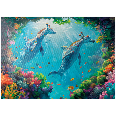 puzzleplate Dolphin giraffes on the coral reef - fantasy animals in the underwater world 1000 Jigsaw Puzzle