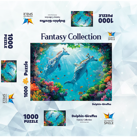 Dolphin giraffes on the coral reef - fantasy animals in the underwater world 1000 Jigsaw Puzzle box 3D Modell