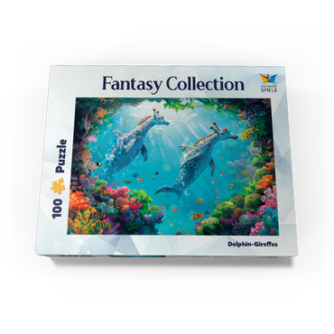 Dolphin giraffes on the coral reef - fantasy animals in the underwater world 100 Jigsaw Puzzle box view3