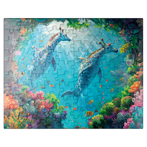 puzzleplate Dolphin giraffes on the coral reef - fantasy animals in the underwater world 100 Jigsaw Puzzle