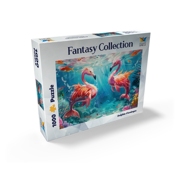 Dolphin flamingos on the coral reef - fantasy animals in the underwater world 1000 Jigsaw Puzzle box view2