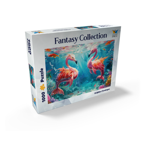 Dolphin flamingos on the coral reef - fantasy animals in the underwater world 1000 Jigsaw Puzzle box view2