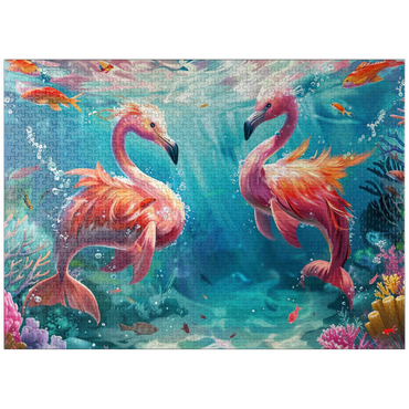 puzzleplate Dolphin flamingos on the coral reef - fantasy animals in the underwater world 1000 Jigsaw Puzzle