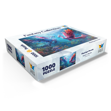 Flamingo parrots on the coral reef - fantasy animals in the underwater world 1000 Jigsaw Puzzle box view1