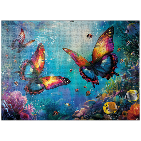 puzzleplate Water butterflies on the coral reef - fantasy animals in the underwater world 1000 Jigsaw Puzzle