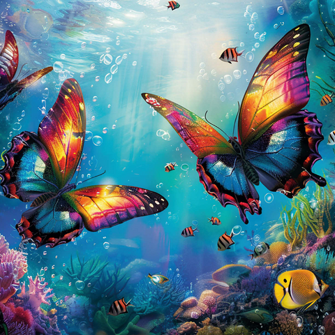 Water butterflies on the coral reef - fantasy animals in the underwater world 1000 Jigsaw Puzzle 3D Modell