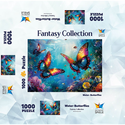 Water butterflies on the coral reef - fantasy animals in the underwater world 1000 Jigsaw Puzzle box 3D Modell