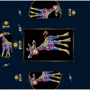 Pop Colors Giraffe 100 Jigsaw Puzzle box 3D Modell