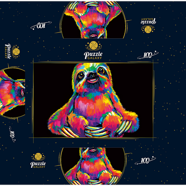 Pop Colors Sloth 100 Jigsaw Puzzle box 3D Modell