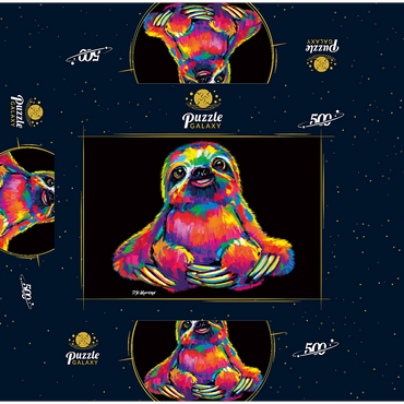 Pop Colors Sloth 500 Jigsaw Puzzle box 3D Modell