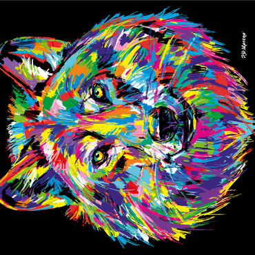 Pop Colors Wolf 1000 Jigsaw Puzzle 3D Modell