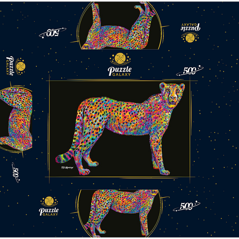 Cheetah Pop Colors 500 Jigsaw Puzzle box 3D Modell