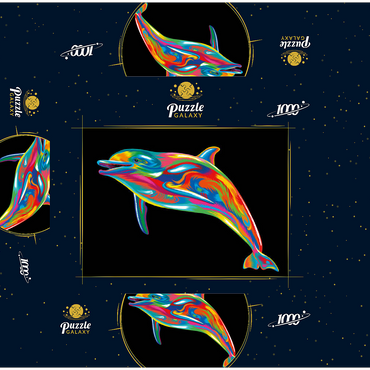 Pop Colors Dolphin 1000 Jigsaw Puzzle box 3D Modell