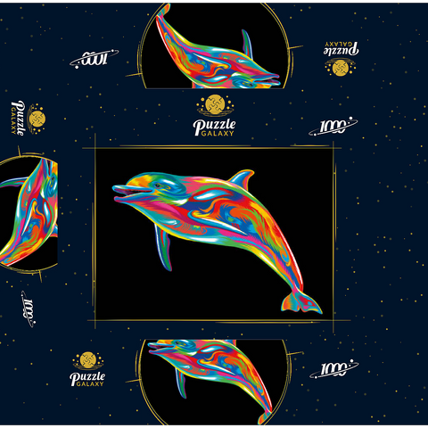 Pop Colors Dolphin 1000 Jigsaw Puzzle box 3D Modell