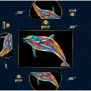 Pop Colors Dolphin 500 Jigsaw Puzzle box 3D Modell