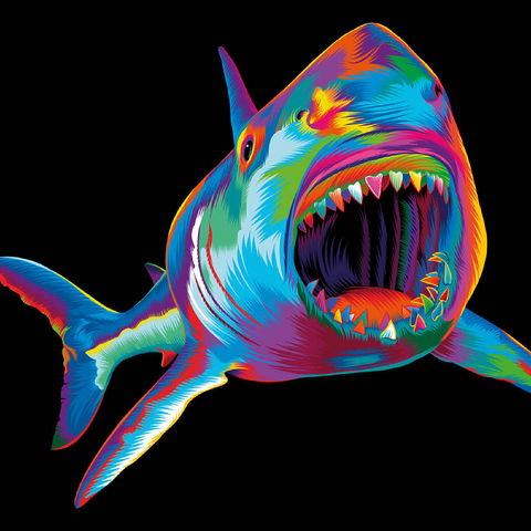 Pop Colors Shark 100 Jigsaw Puzzle 3D Modell