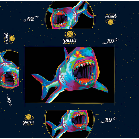 Pop Colors Shark 100 Jigsaw Puzzle box 3D Modell