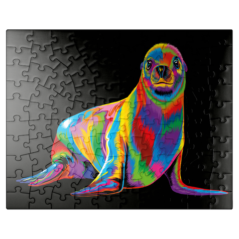 puzzleplate Pop Colors Sea Lion 100 Jigsaw Puzzle