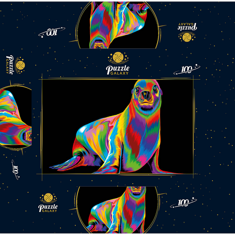 Pop Colors Sea Lion 100 Jigsaw Puzzle box 3D Modell