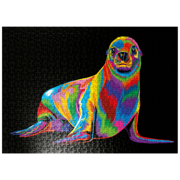 puzzleplate Pop Colors Sea Lion 500 Jigsaw Puzzle