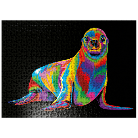 puzzleplate Pop Colors Sea Lion 500 Jigsaw Puzzle