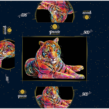 Laying Tiger 500 Jigsaw Puzzle box 3D Modell