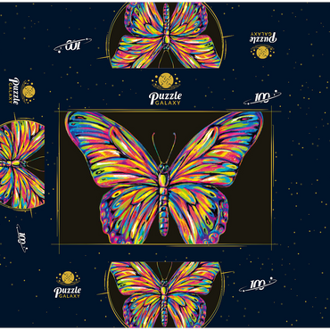 Colorful Butterfly 100 Jigsaw Puzzle box 3D Modell