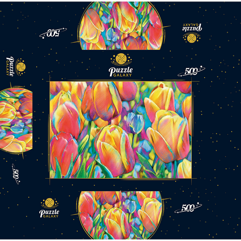 Colorful Tulips 500 Jigsaw Puzzle box 3D Modell