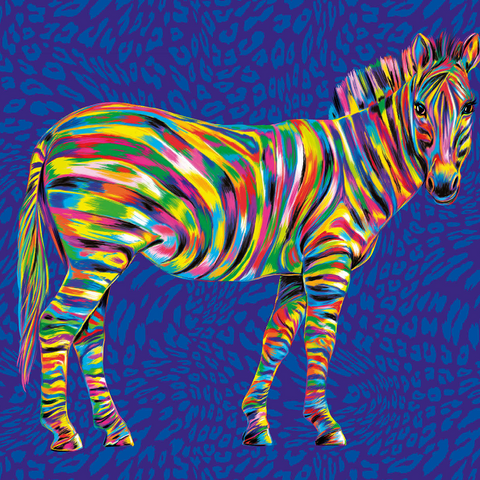 Pop Colors Zebra 1000 Jigsaw Puzzle 3D Modell