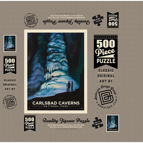 Carlsbad Caverns National Park: Big Room, Vintage Poster 500 Jigsaw Puzzle box 3D Modell