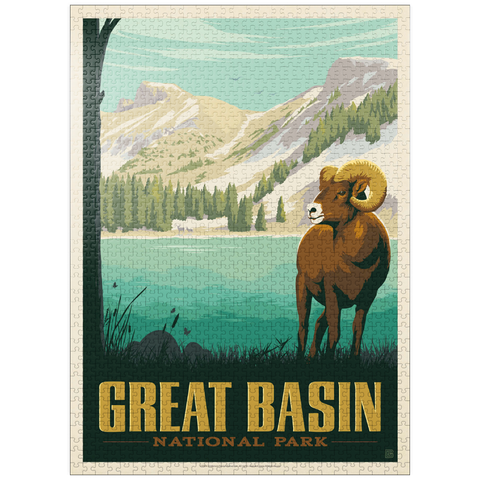 puzzleplate Great Basin National Park: Bighorn Sheep, Vintage Poster 1000 Jigsaw Puzzle