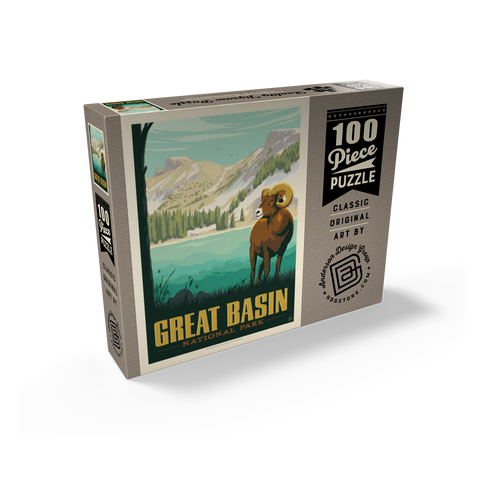 Great Basin National Park: Bighorn Sheep, Vintage Poster 100 Jigsaw Puzzle box view2