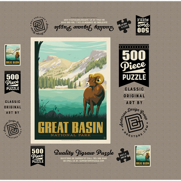 Great Basin National Park: Bighorn Sheep, Vintage Poster 500 Jigsaw Puzzle box 3D Modell