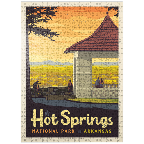 puzzleplate Hot Springs National Park: Overlook, Vintage Poster 500 Jigsaw Puzzle