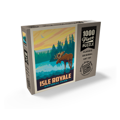 Isle Royale National Park: Morning Moose, Vintage Poster 1000 Jigsaw Puzzle box view2